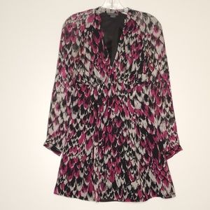 Armani Exchange 100% Silk Long Sleeve Mini Dress 0